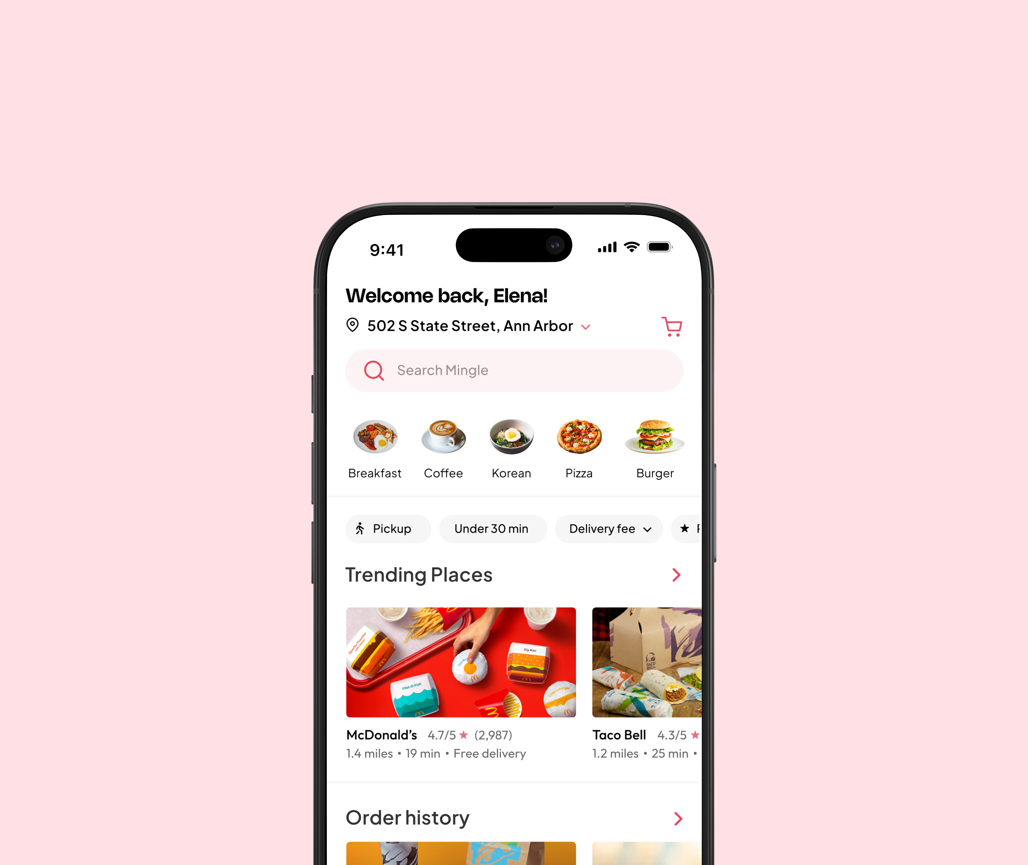 blurry photo of sunset over ocean with logo on top